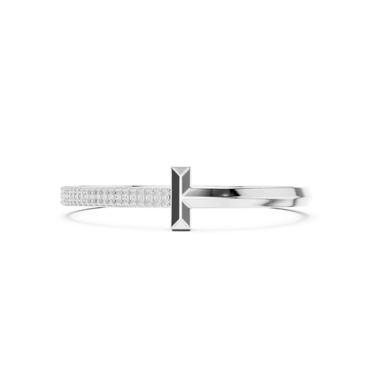 925 Sterling Silver T-Bar Dual Row Pave Lab Grown Diamond Bangle Bracelet