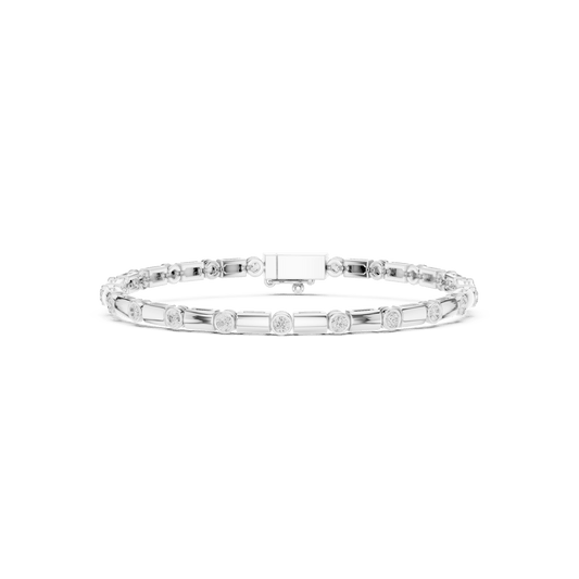 Bezel Station Tube Link Tennis Lab Grown Diamond Bracelet
