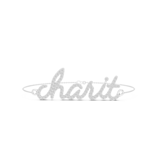Personalized Cursive Name Diamond Chain Bracelet in 925 Sterling Silver