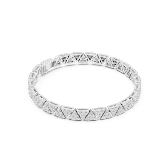Modern Geometric Pave Triangle Link Lab Grown Diamond Tennis Bracelet in 925 Silver
