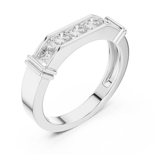 Ribbed Pillar Five-Stone Channel Lab Grown Diamond Ring