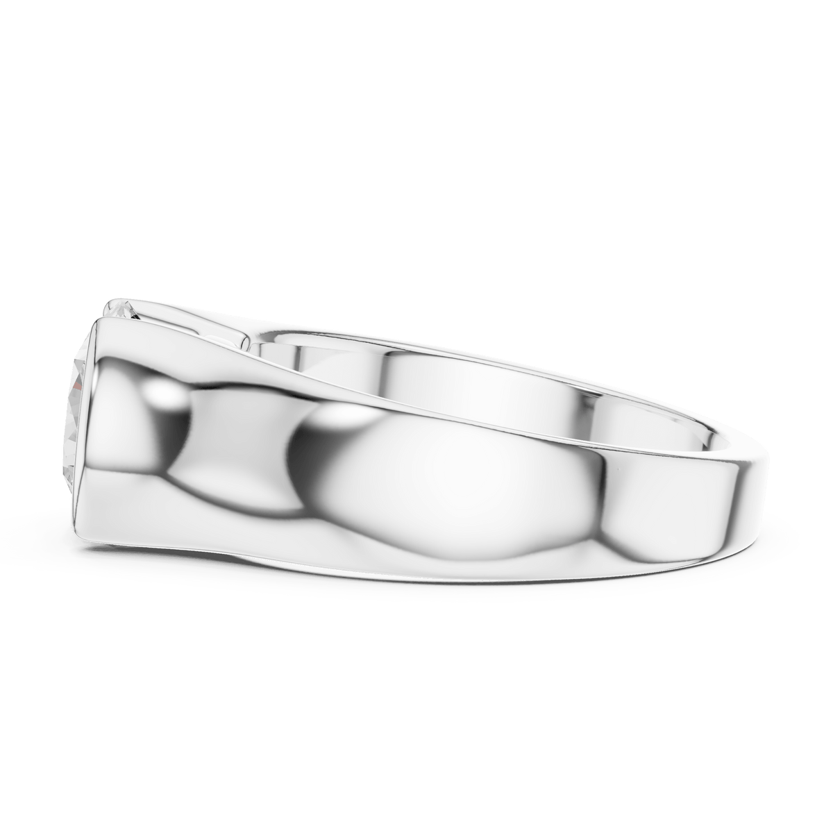 Round Brilliant Cut Lab Grown Diamond Half Bezel Ring in 925 Sterling Silver