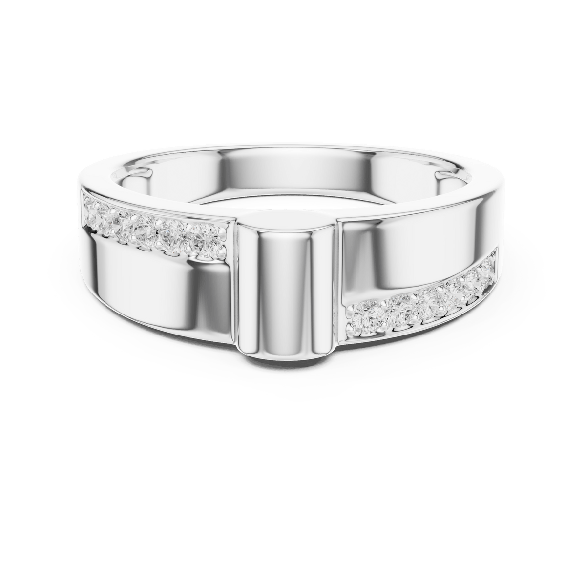 Vertical Bar Bypass Lab Grown Diamond Ring in 925 Sterling Silver