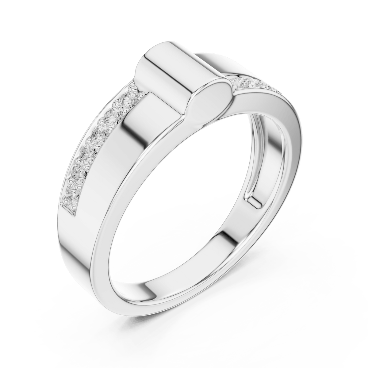 Vertical Bar Bypass Lab Grown Diamond Ring in 925 Sterling Silver