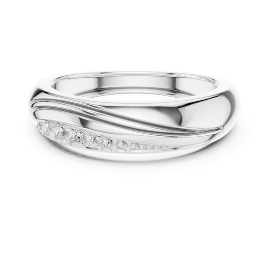 Curved Swoosh Channel Lab Grown Diamond Ring in 925 Sterling Silver