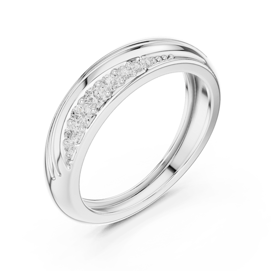 Curved Swoosh Channel Lab Grown Diamond Ring in 925 Sterling Silver