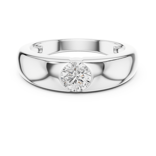 Round Cut Lab Grown Diamond Gypsy Set Band in 925 Sterling Silver