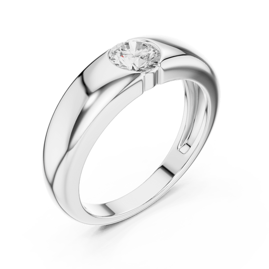 Round Cut Lab Grown Diamond Gypsy Set Band in 925 Sterling Silver