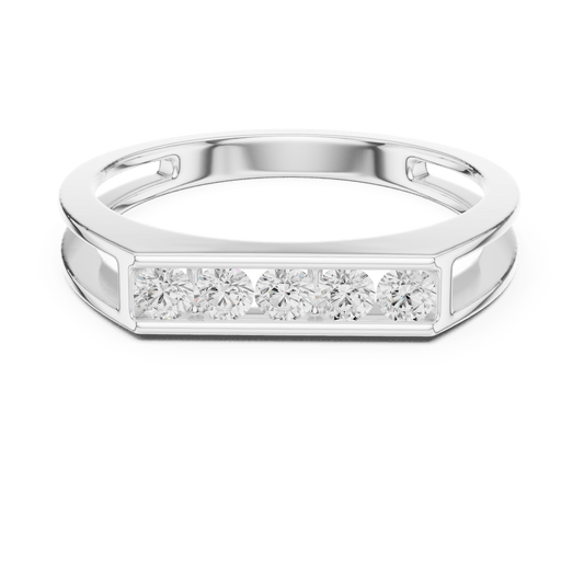 925 Sterling Silver Men's 5-Stone Channel Set Split Shank Band