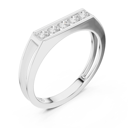 925 Sterling Silver Men's 5-Stone Channel Set Split Shank Band
