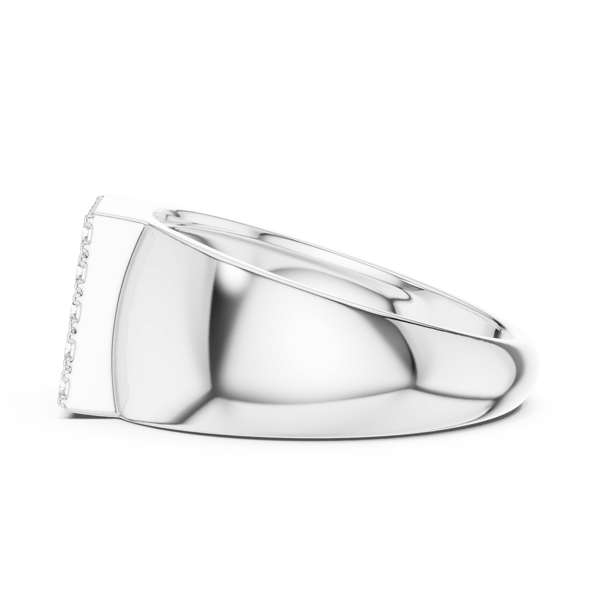 Square Pave Grid Signet Lab Grown Diamond Ring