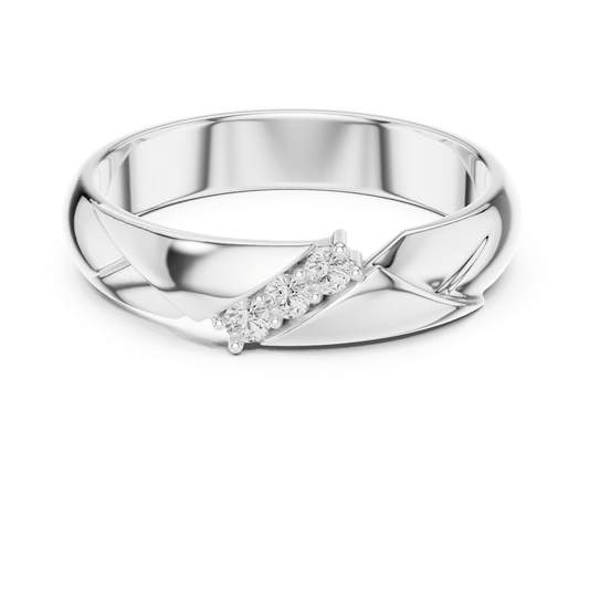 Contemporary Sculpted Leaf Bypass Moissanite Men's Band in 925 Silver