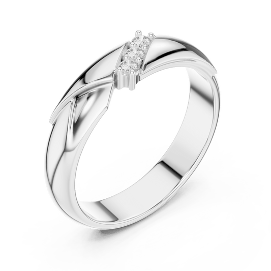 Contemporary Sculpted Leaf Bypass Moissanite Men's Band in 925 Silver