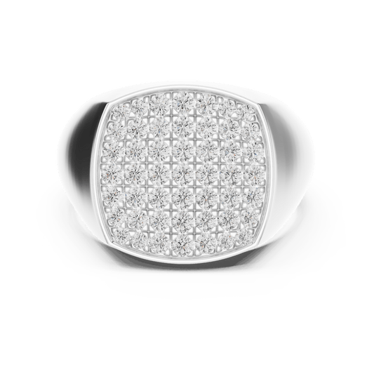 Men's Round Cut Lab Grown Diamond Cushion Surface Ring in 925 Sterling Silver