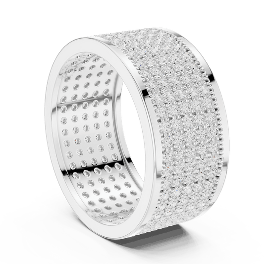 Men's Full Iced Out Micro Pave Lab Grown Diamond Band in 925 Sterling Silver