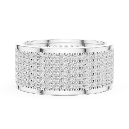 Men's Full Iced Out Micro Pave Lab Grown Diamond Band in 925 Sterling Silver