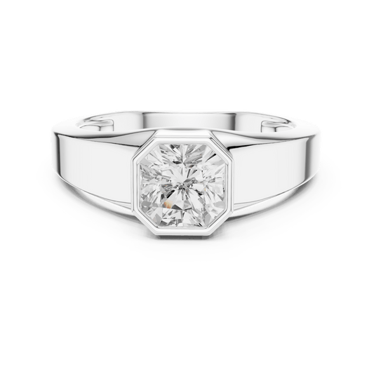 Radiant Cut Lab Grown Diamond Octagon Bezel Ring in 925 Sterling Silver