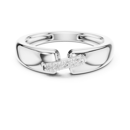 925 Silver Men's Interlocking Bridge Pave Diamond Band