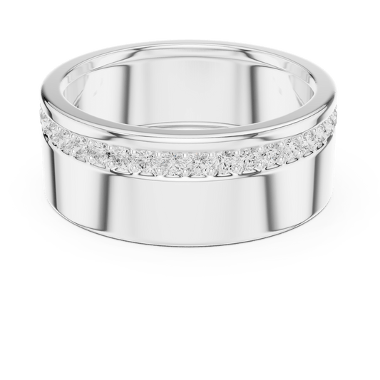 925 Sterling Silver Men's Center Channel Set Diamond Band