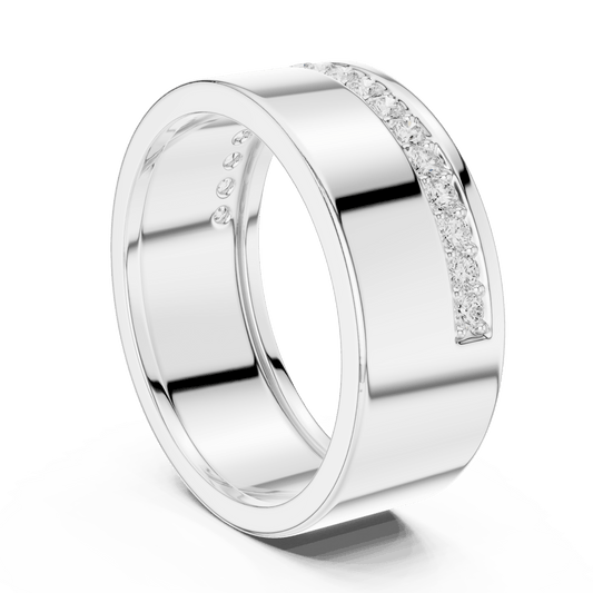 925 Sterling Silver Men's Center Channel Set Diamond Band