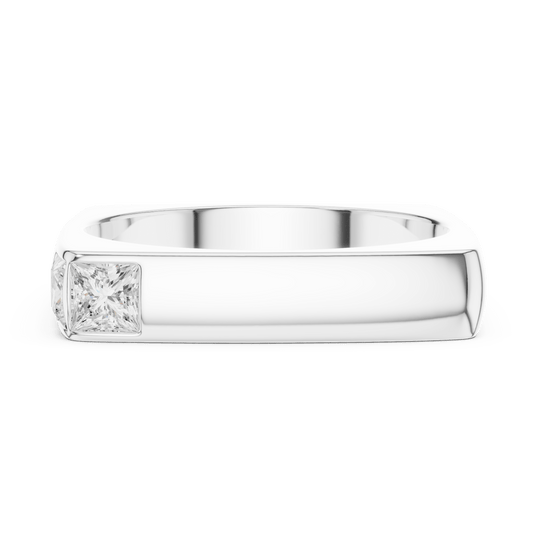 Princess Cut Corner Accent Flat Band Lab Grown Diamond Ring