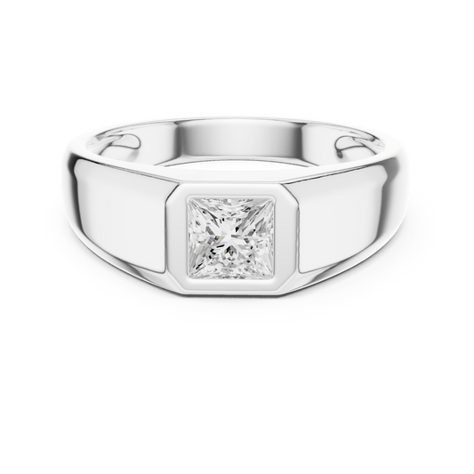 Square Lab Grown Diamond Bezel Set Ring in 925 Sterling Silver