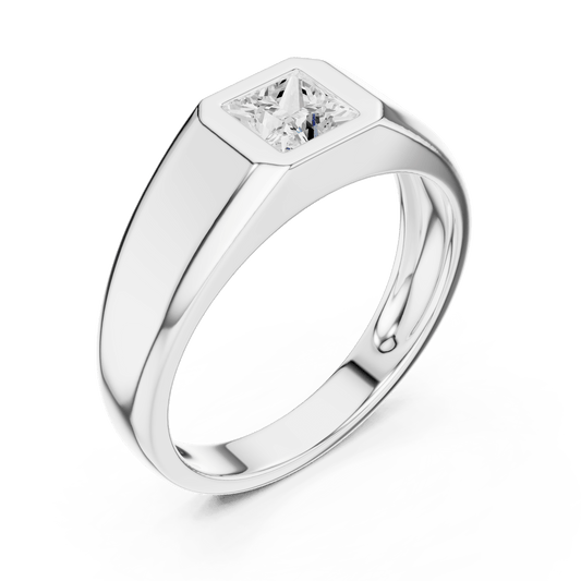 Square Lab Grown Diamond Bezel Set Ring in 925 Sterling Silver
