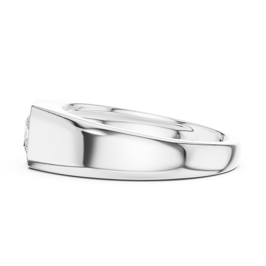Bezel Set Princess Cut Signet Lab Grown Diamond Ring