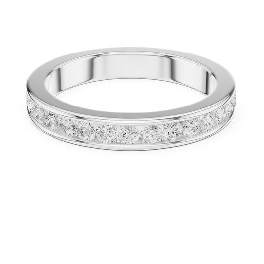 Round Cut Lab Grown Diamond Channel Eternity Ring in 925 Sterling Silver