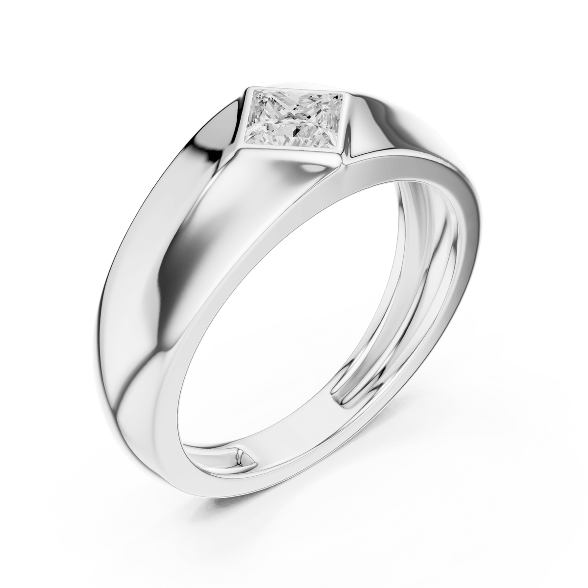 Executive Kite Orientation Princess Cut Men's Band in 925 Silver