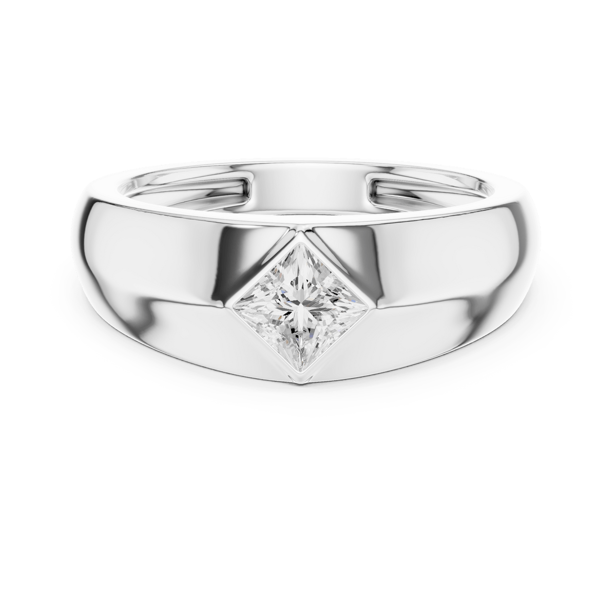 Executive Kite Orientation Princess Cut Men's Band in 925 Silver