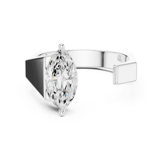 Avant-Garde Open Band Lab Grown Diamond Marquise Ring in 925 Sterling Silver