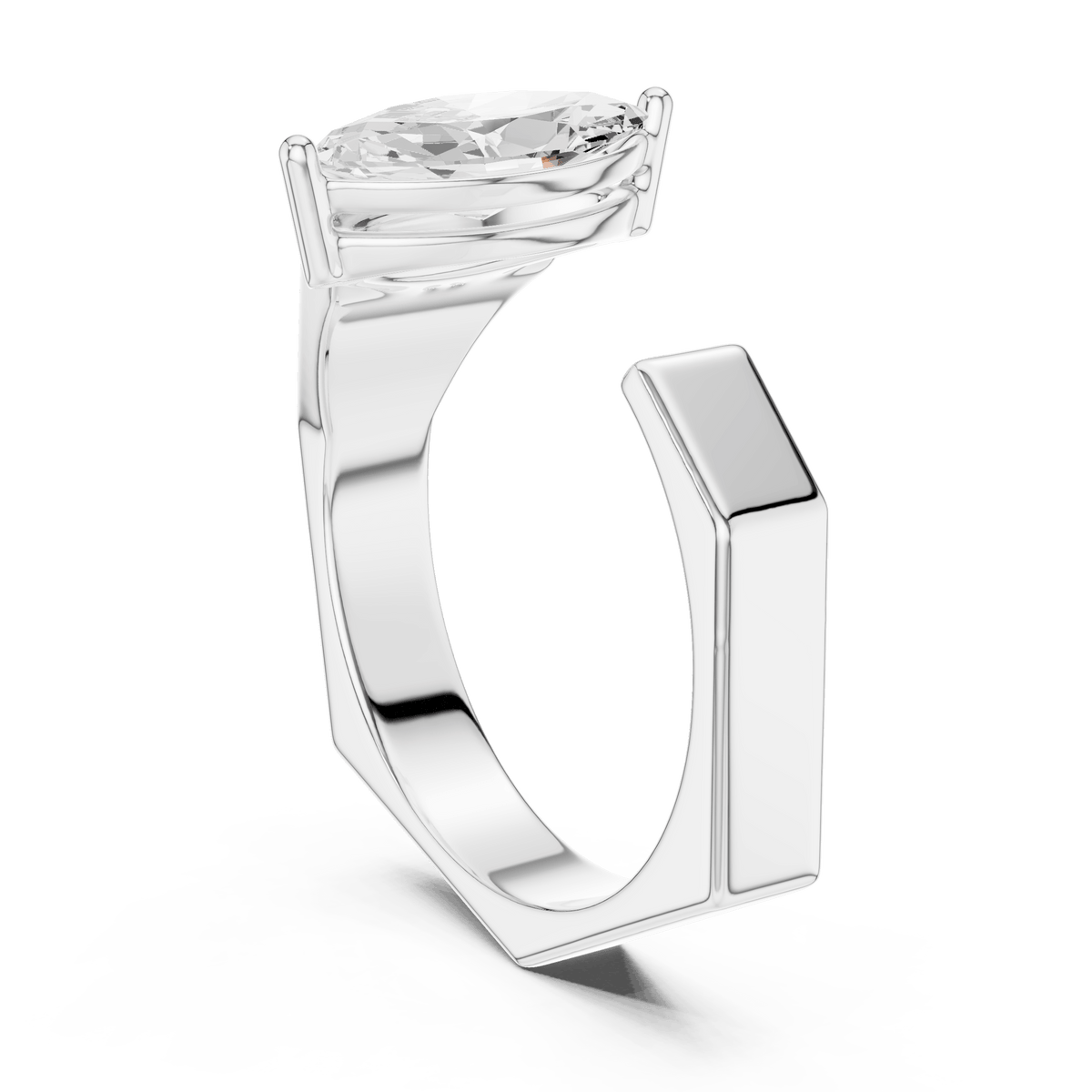 Avant-Garde Open Band Lab Grown Diamond Marquise Ring in 925 Sterling Silver