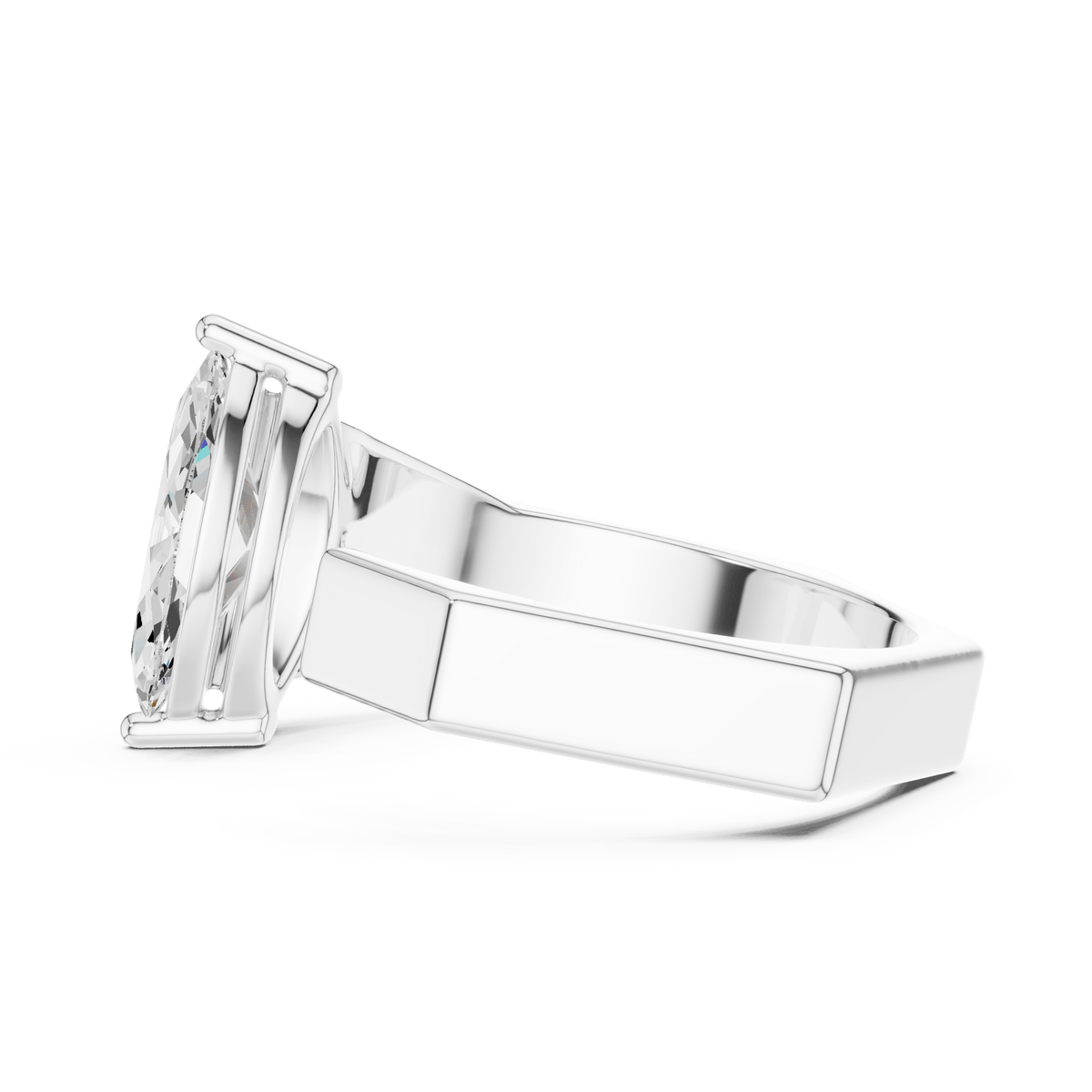 Avant-Garde Open Band Lab Grown Diamond Marquise Ring in 925 Sterling Silver