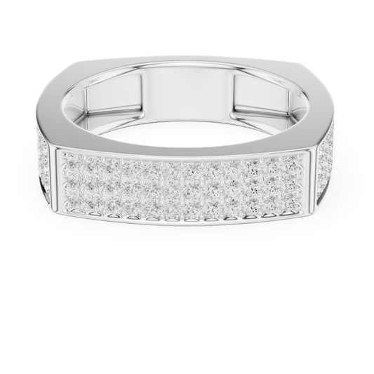 Geometric Square Triple-Row Pave Lab Grown Diamond Band