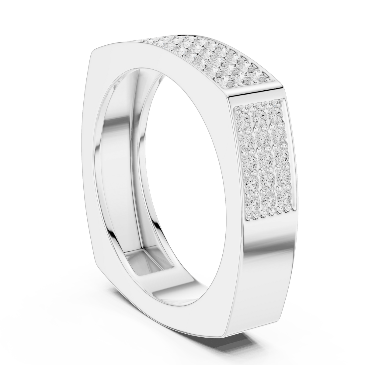 Squared Iced Out Micro Pave Lab Grown Diamond Ring in 925 Sterling Silver