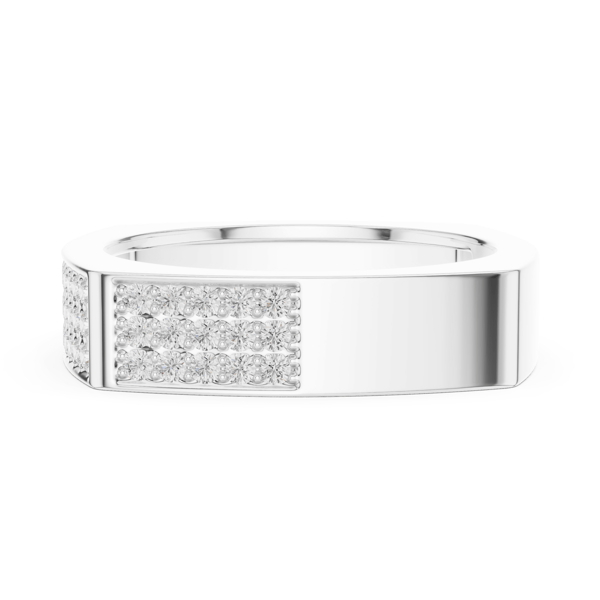 Squared Iced Out Micro Pave Lab Grown Diamond Ring in 925 Sterling Silver