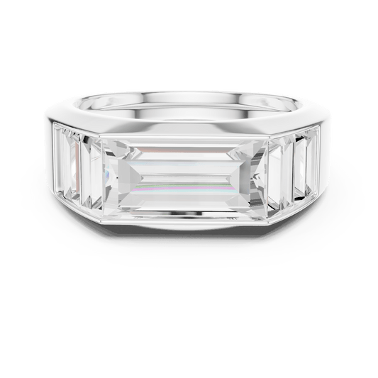 East West Baguette Lab Grown Diamond Bezel Ring in 925 Sterling