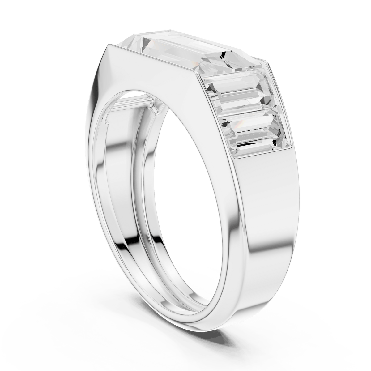 East West Baguette Lab Grown Diamond Bezel Ring in 925 Sterling