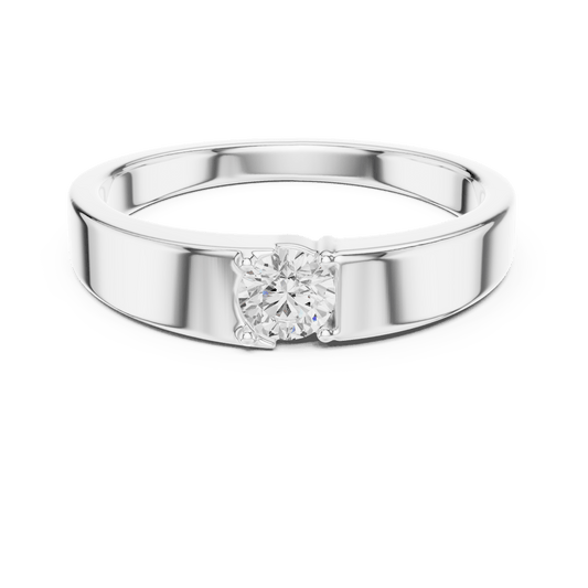 Flush Recessed Round Lab Grown Diamond Ring in 925 Sterling Silver