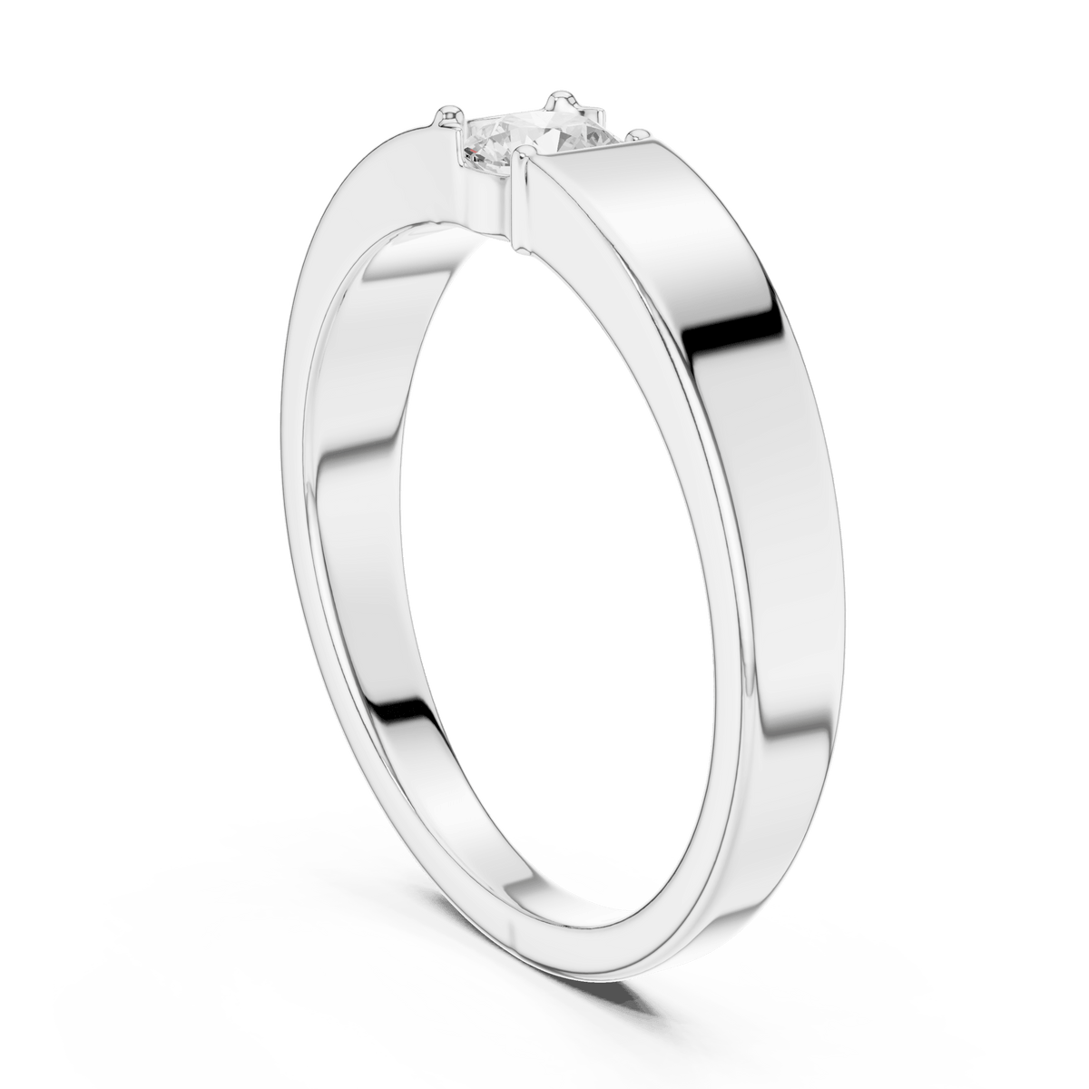 Flush Recessed Round Lab Grown Diamond Ring in 925 Sterling Silver