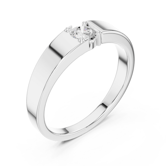 Flush Recessed Round Lab Grown Diamond Ring in 925 Sterling Silver