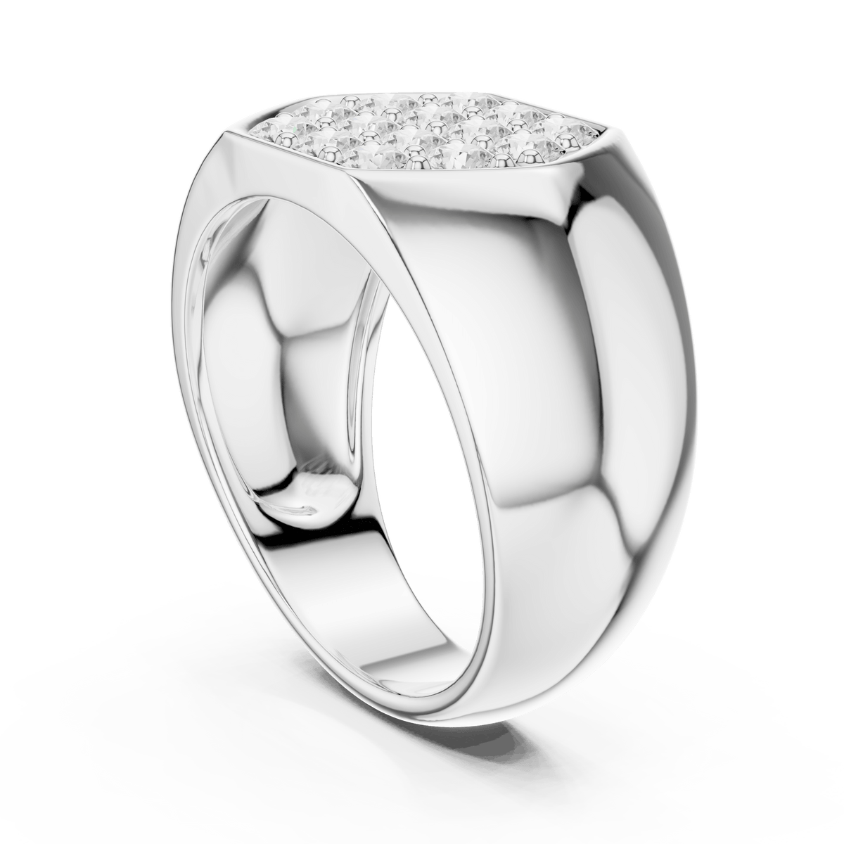 Men's Hexagon Shape Multi-Stone Lab Grown Diamond Ring in 925 Sterling Silver