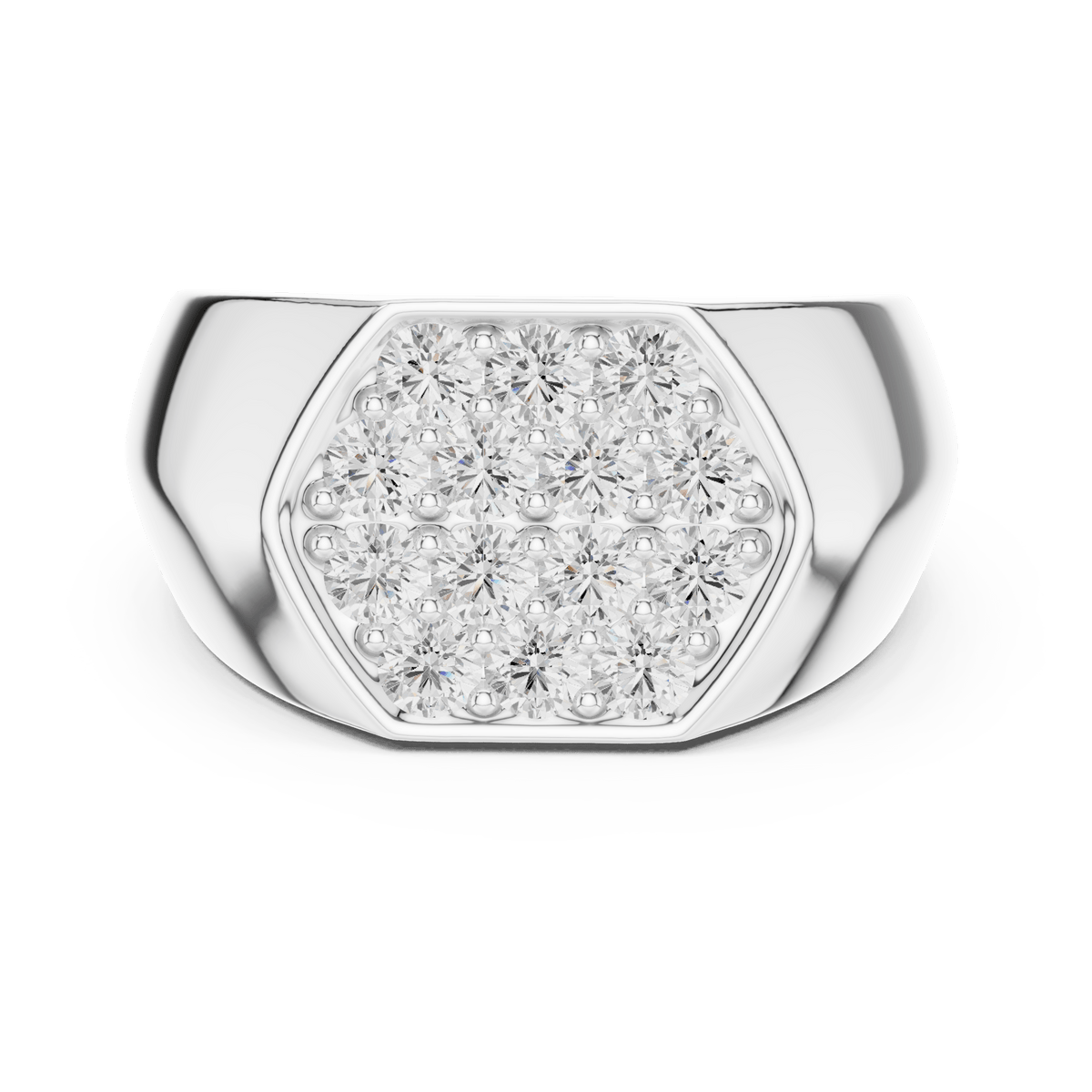 Men's Hexagon Shape Multi-Stone Lab Grown Diamond Ring in 925 Sterling Silver