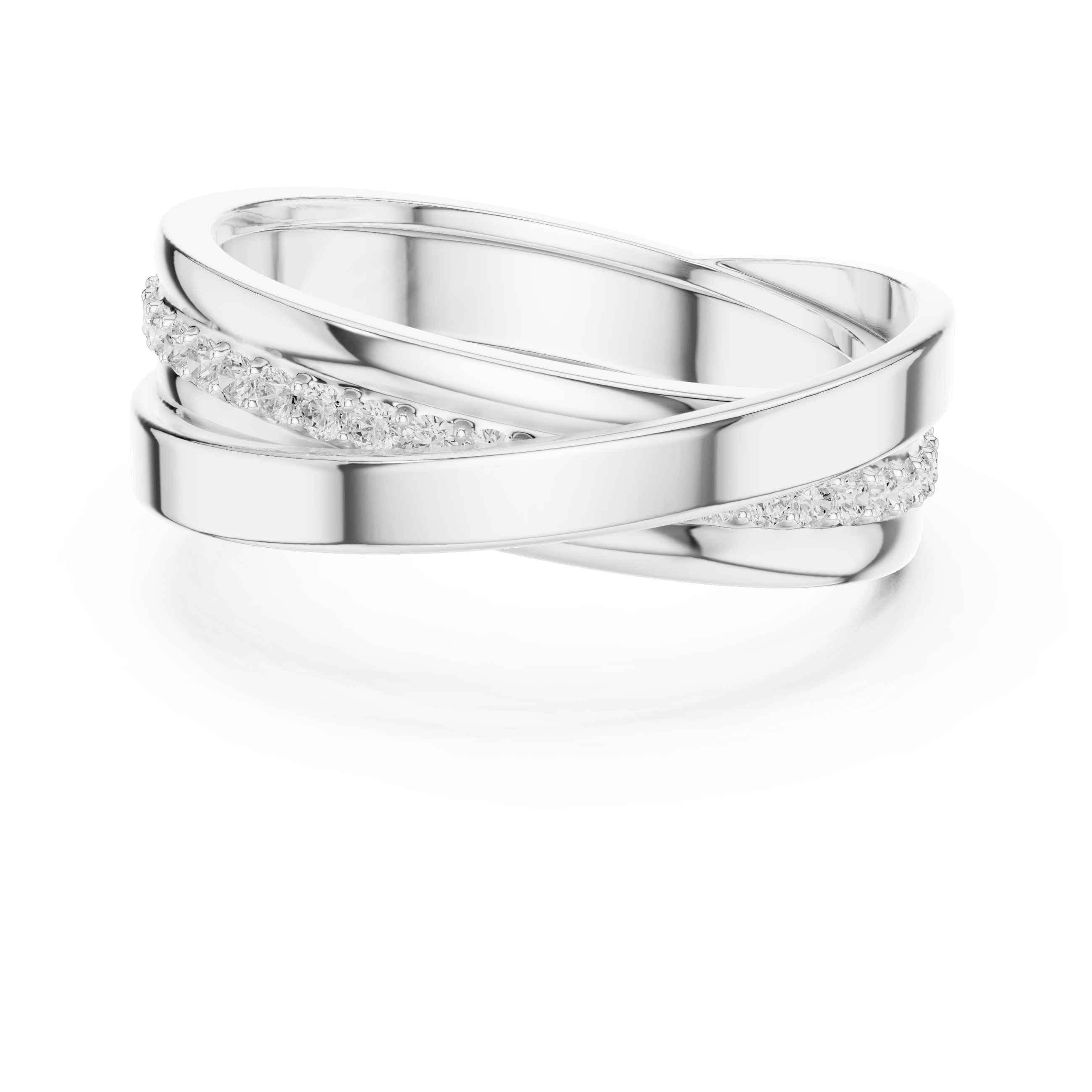 Multi-Strand Interlocking Lab Grown Diamond Ring in 925 Sterling Silver