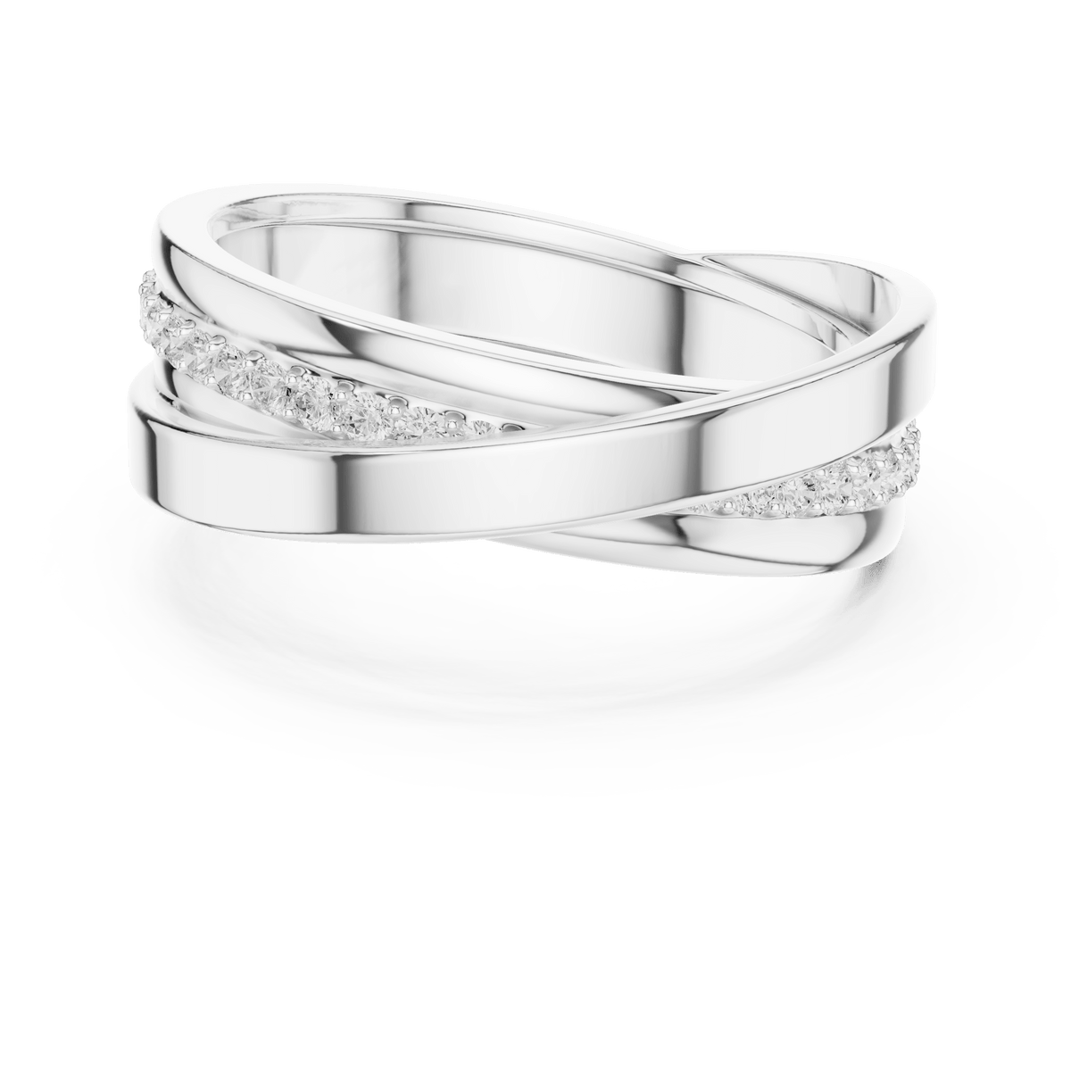 Multi-Strand Interlocking Lab Grown Diamond Ring in 925 Sterling Silver