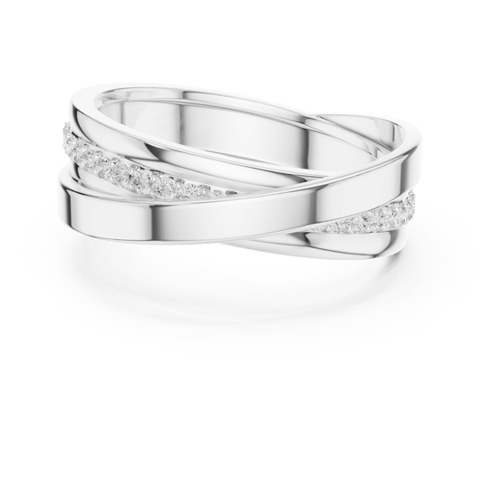 Multi-Strand Interlocking Lab Grown Diamond Ring in 925 Sterling Silver