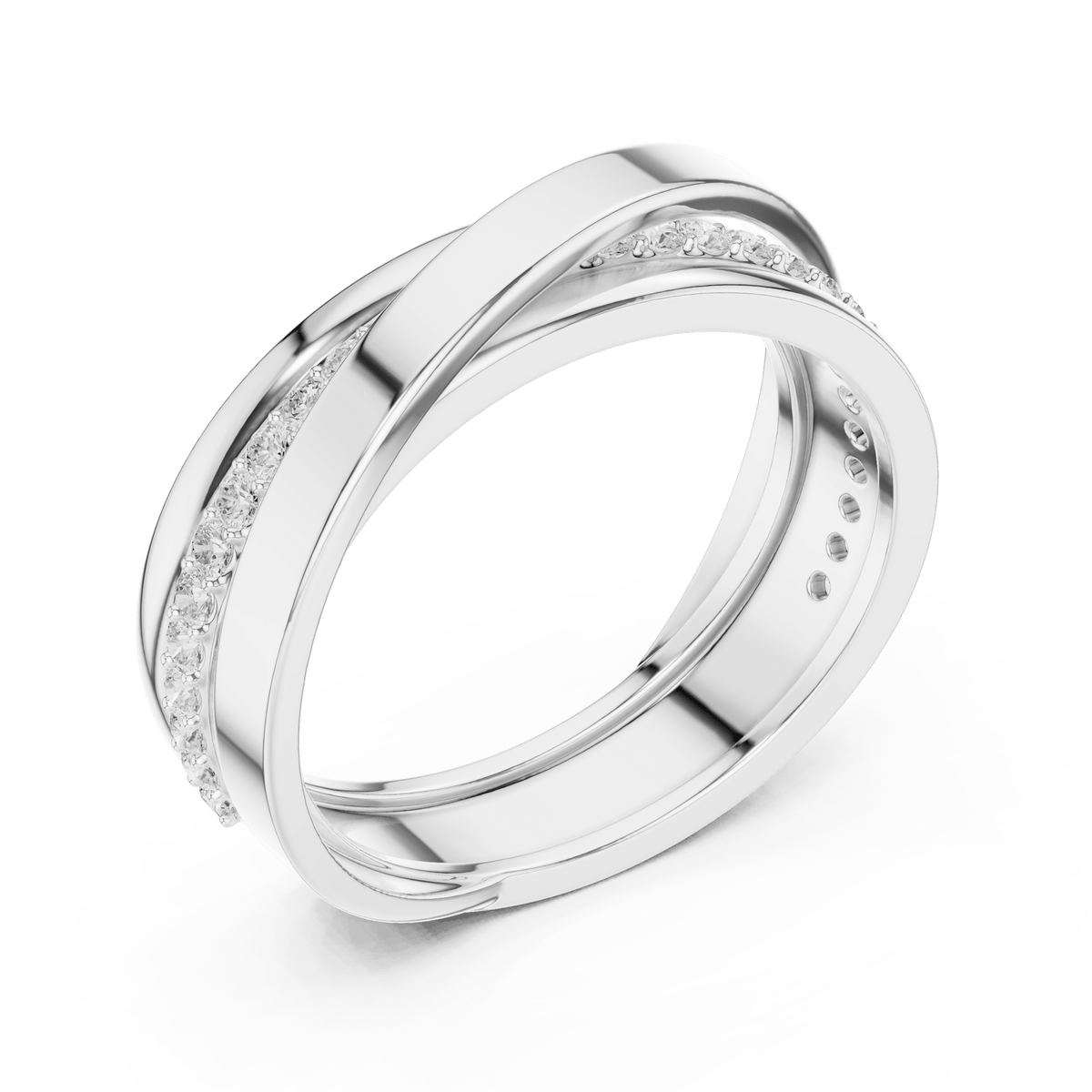 Multi-Strand Interlocking Lab Grown Diamond Ring in 925 Sterling Silver