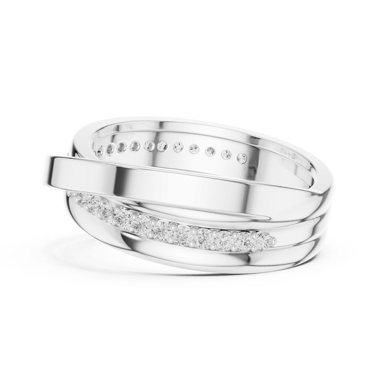 Multi-Strand Interlocking Lab Grown Diamond Ring in 925 Sterling Silver