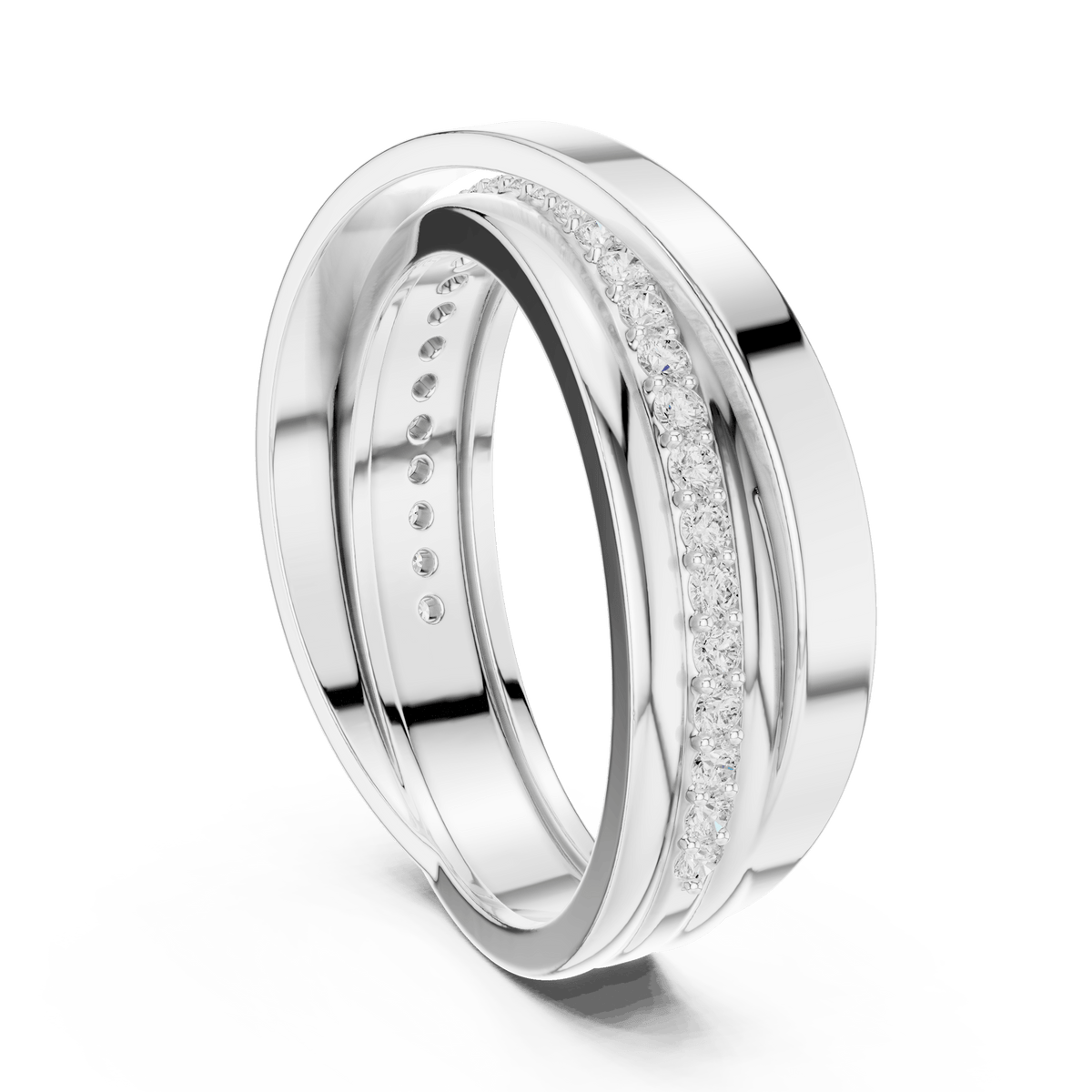 Multi-Strand Interlocking Lab Grown Diamond Ring in 925 Sterling Silver